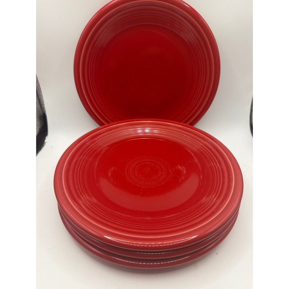 4 FIESTA 7 1/4" Red Salad plates.